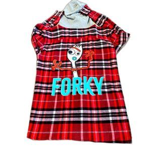 Disney Adult Hoodie - Toy Story Forky Flannel Plaid Zip up, Size XS